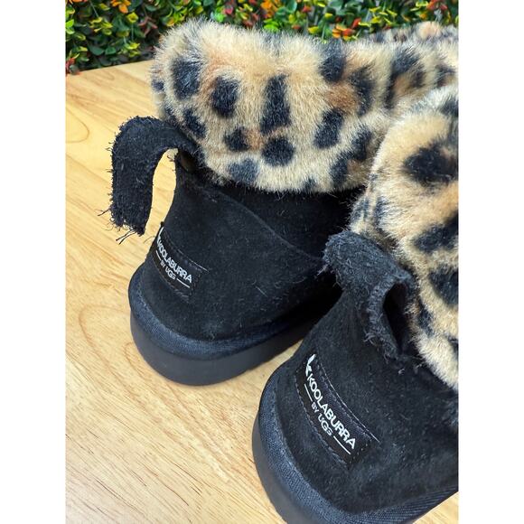 UGG Koolaburra Aribel Short Folding‎ Boots Leopard Animal Print Black Womens 10 - Picture 10 of 11